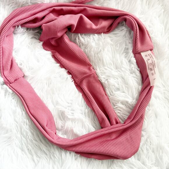 Ribbed 2-pc Swimsuit Swimwear Muted Raspberry Pink Bikini Matching Swim | Large - Picture 7 of 8